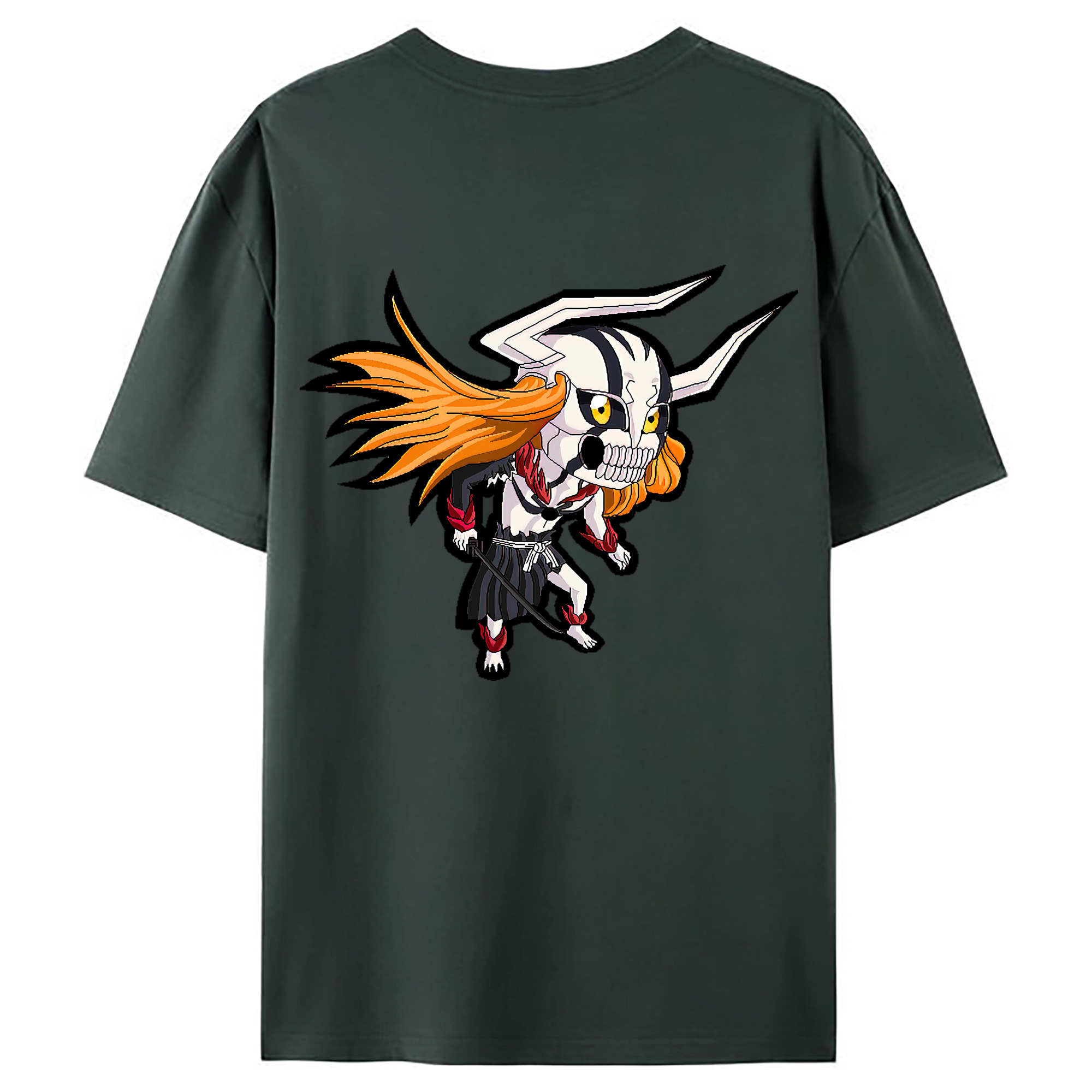 （画像用） ブリーチ 黒崎一護（くろさき いちご）BLEACH Kurosaki Ichigo 綿100％ メンズ半袖Tシャツ（バックプリント） 通気性